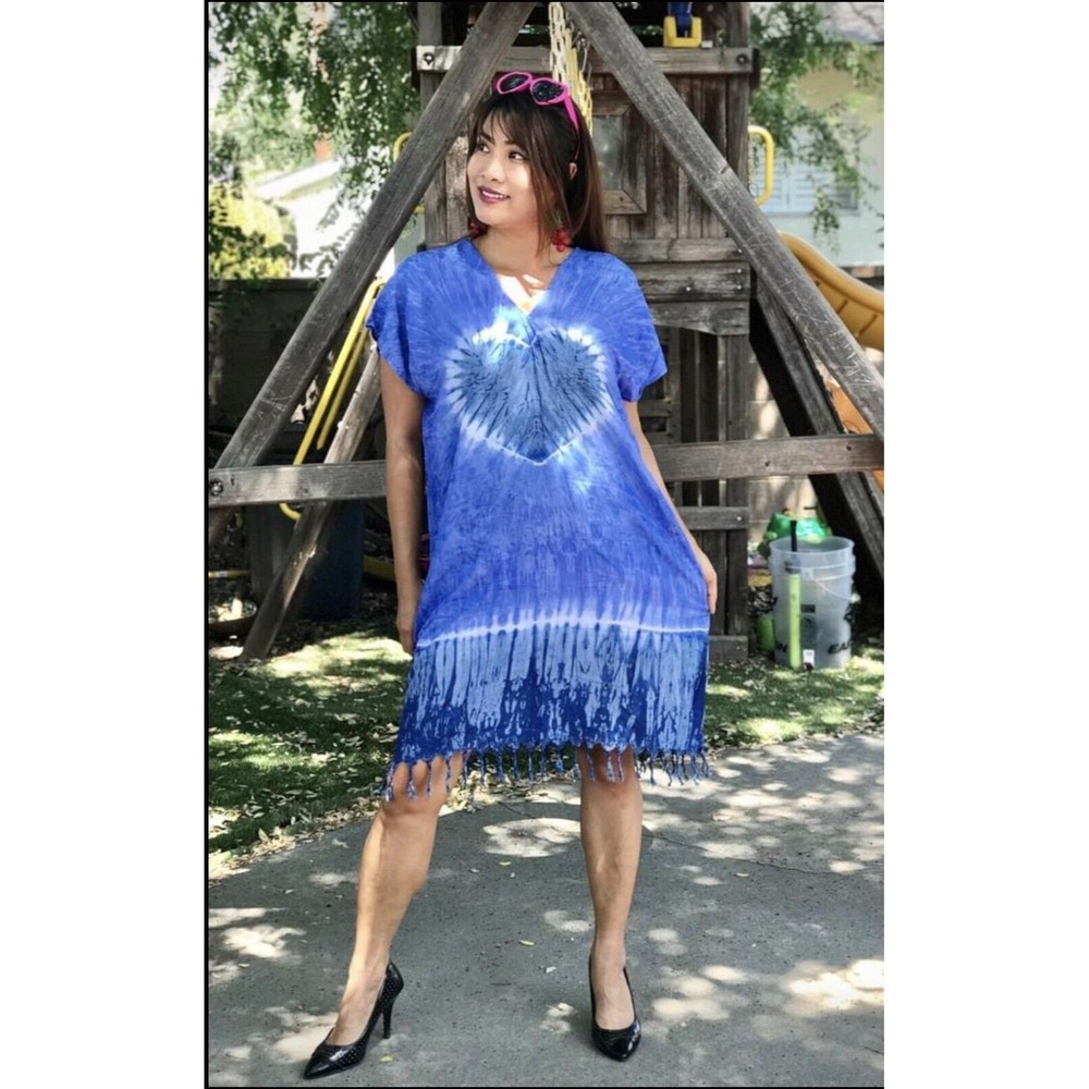 Womens Handmade Tie Dye Beach Wear Boho Hippie Indigo Unique Design Fits SML
